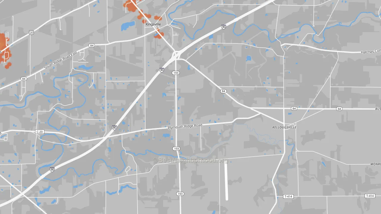 Bike Grade map of Kingsville, OH