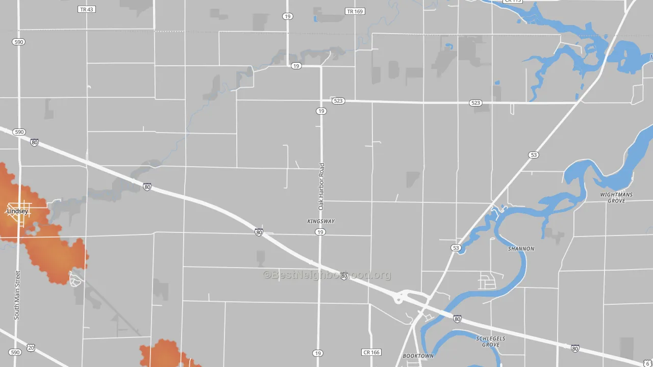 Bike Grade map of Kingsway, OH