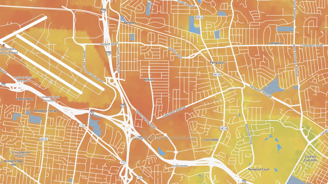 Bike Grade map of Kinloch, MO