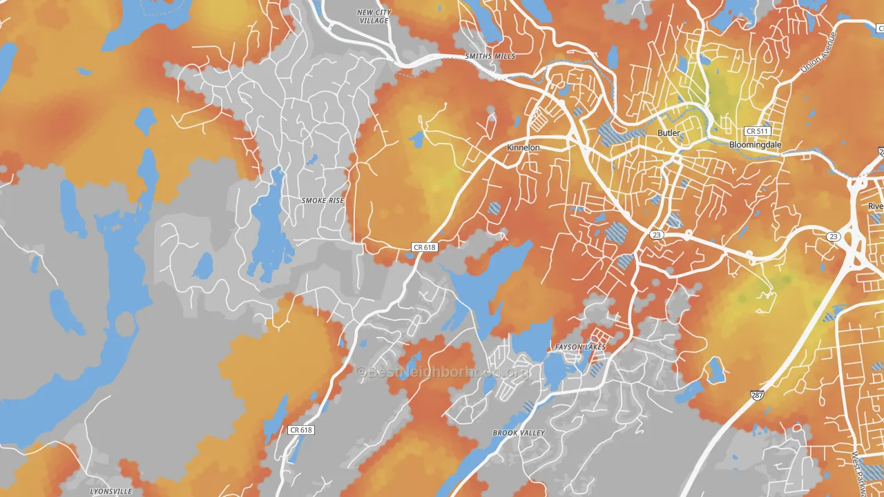 Bike Grade map of Kinnelon, NJ
