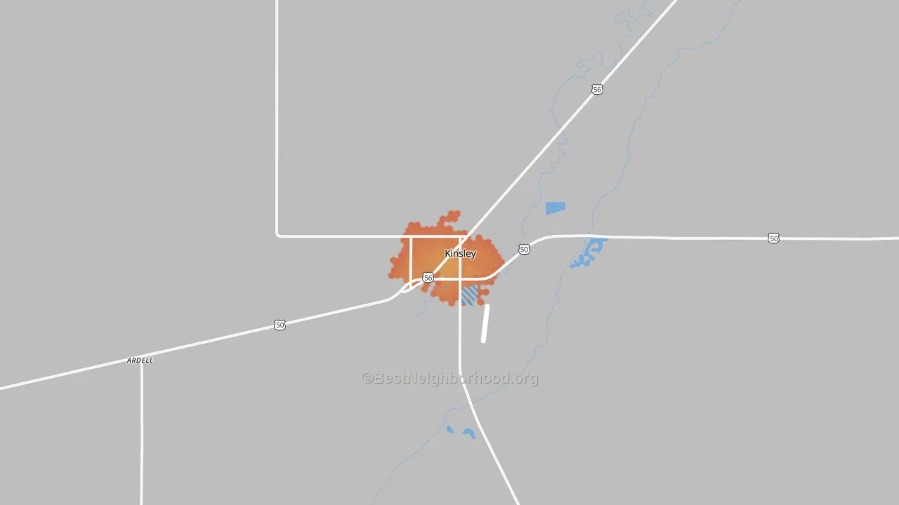 Bike Grade map of Kinsley, KS