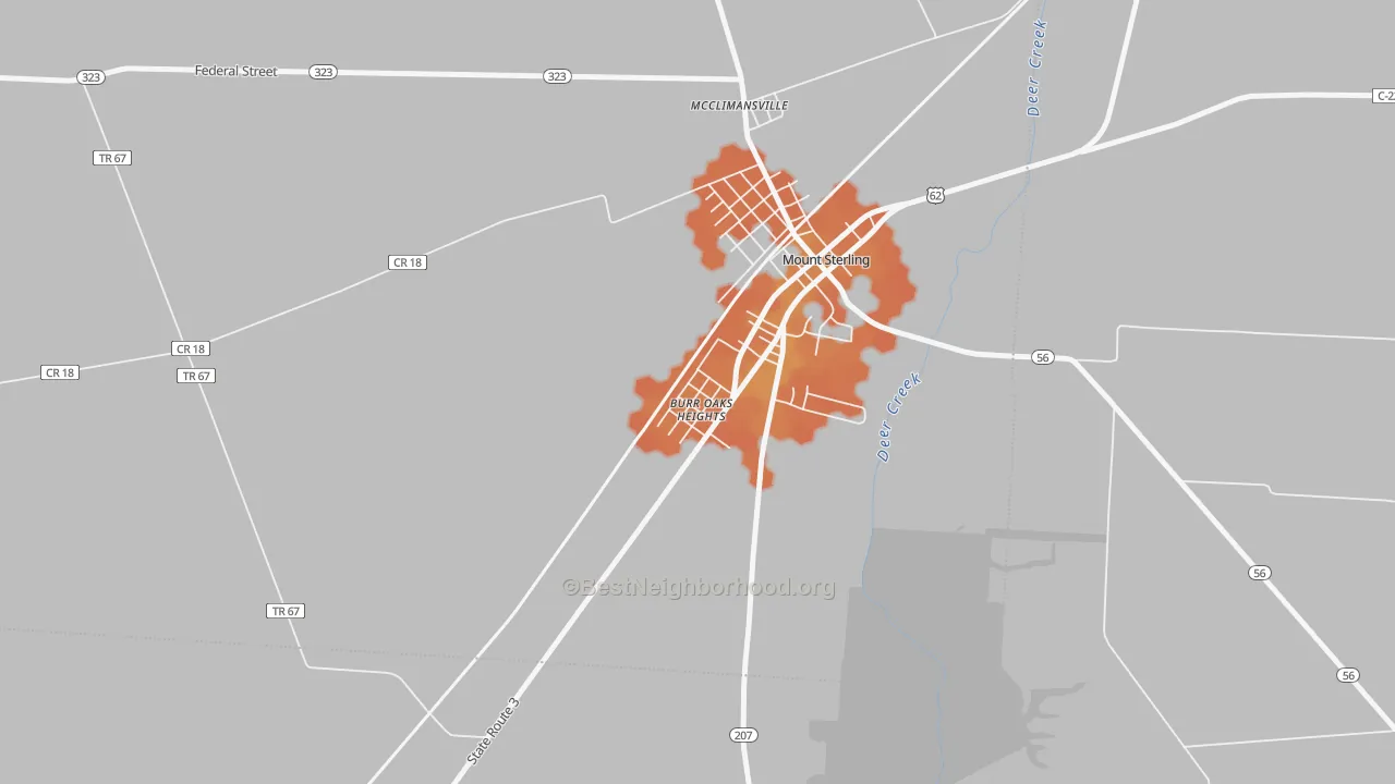 Bike Grade map of Kiousville, OH