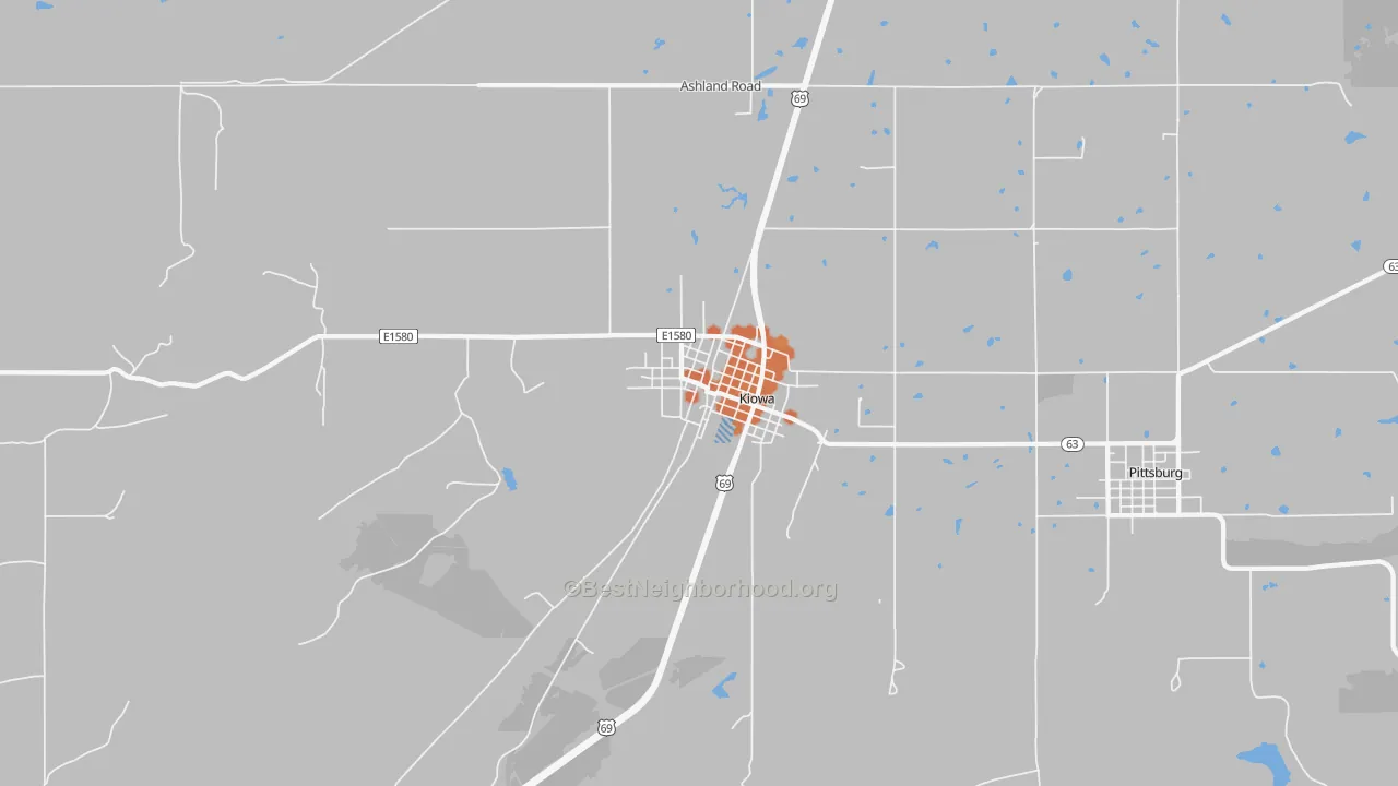 Bike Grade map of Kiowa, OK