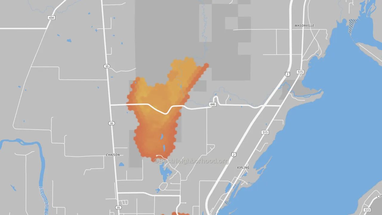 Bike Grade map of Kipling, MI