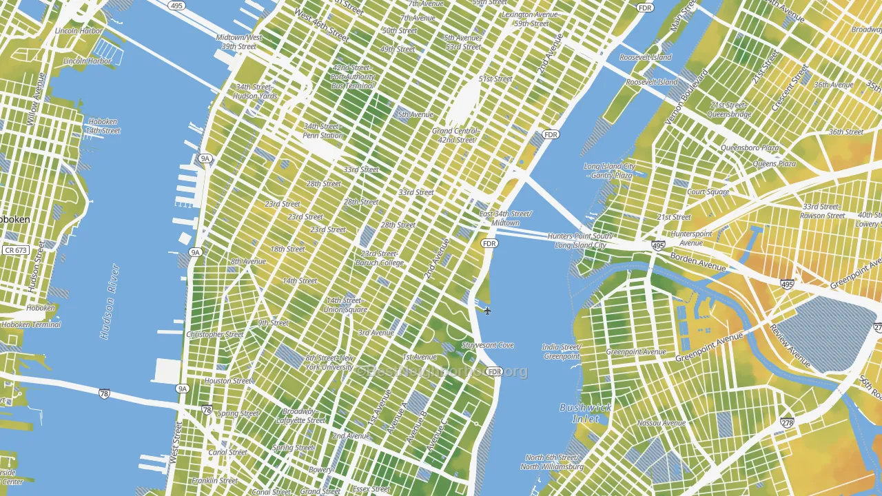 Bike Grade map of Kips Bay, Manhattan, NY
