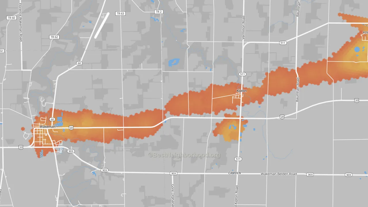 Bike Grade map of Kipton, OH