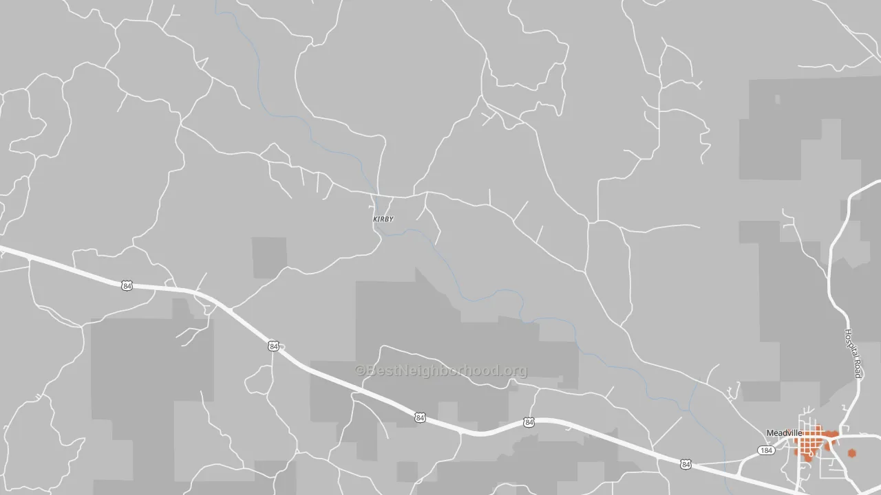 Bike Grade map of Kirby, MS