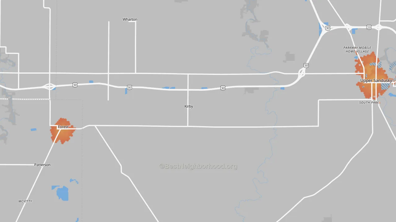 Bike Grade map of Kirby, OH