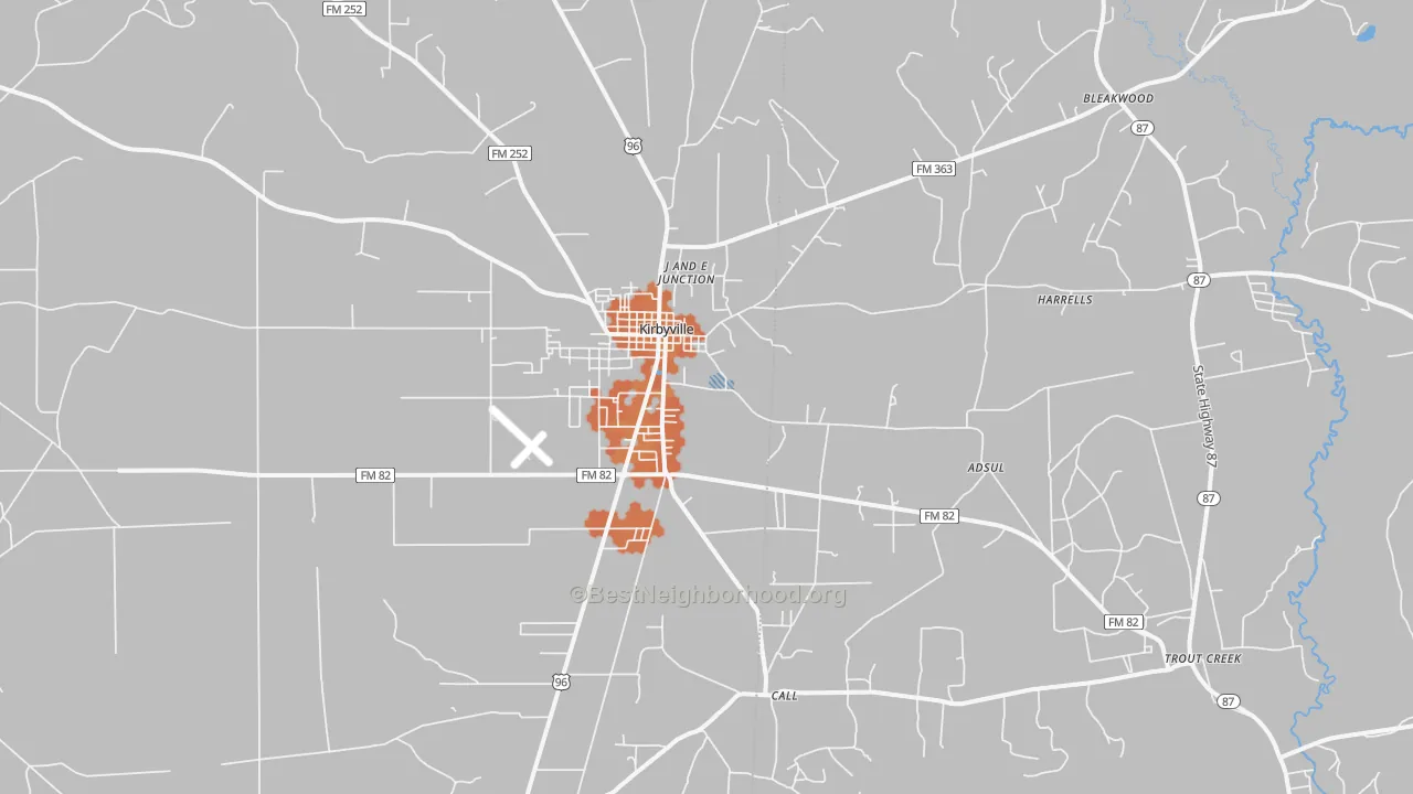 Bike Grade map of Kirbyville, TX