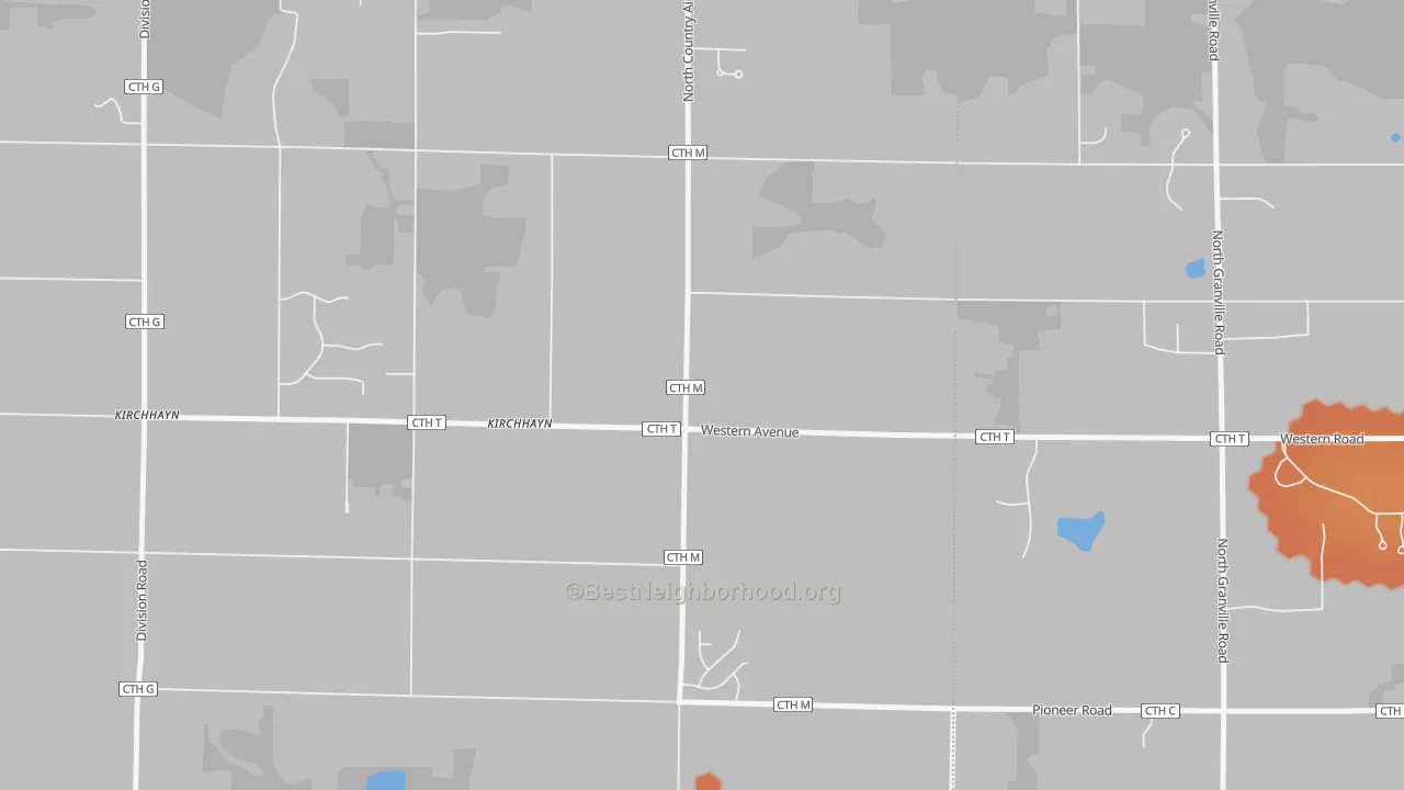 Bike Grade map of Kirchhayn, WI
