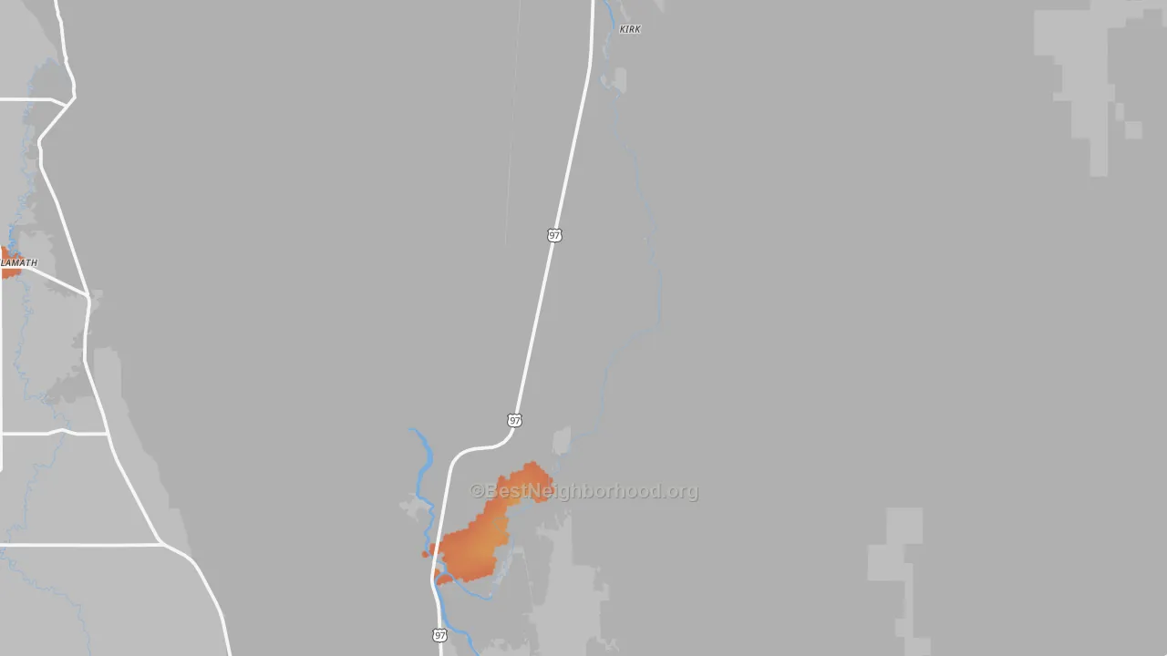 Bike Grade map of Kirk, OR