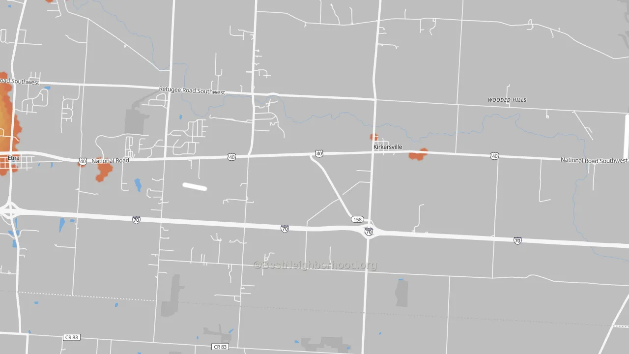Bike Grade map of Kirkersville, OH