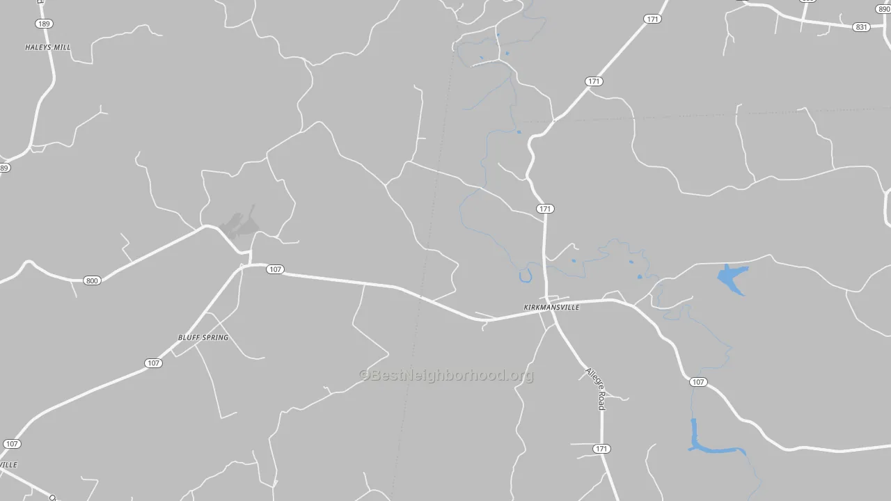 Bike Grade map of Kirkmansville, KY