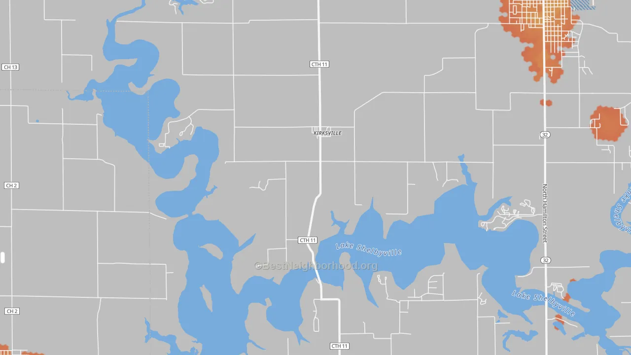 Bike Grade map of Kirksville, IL