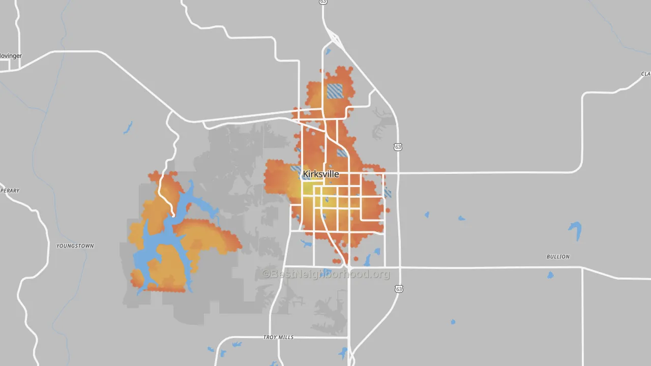Bike Grade map of Kirksville, MO