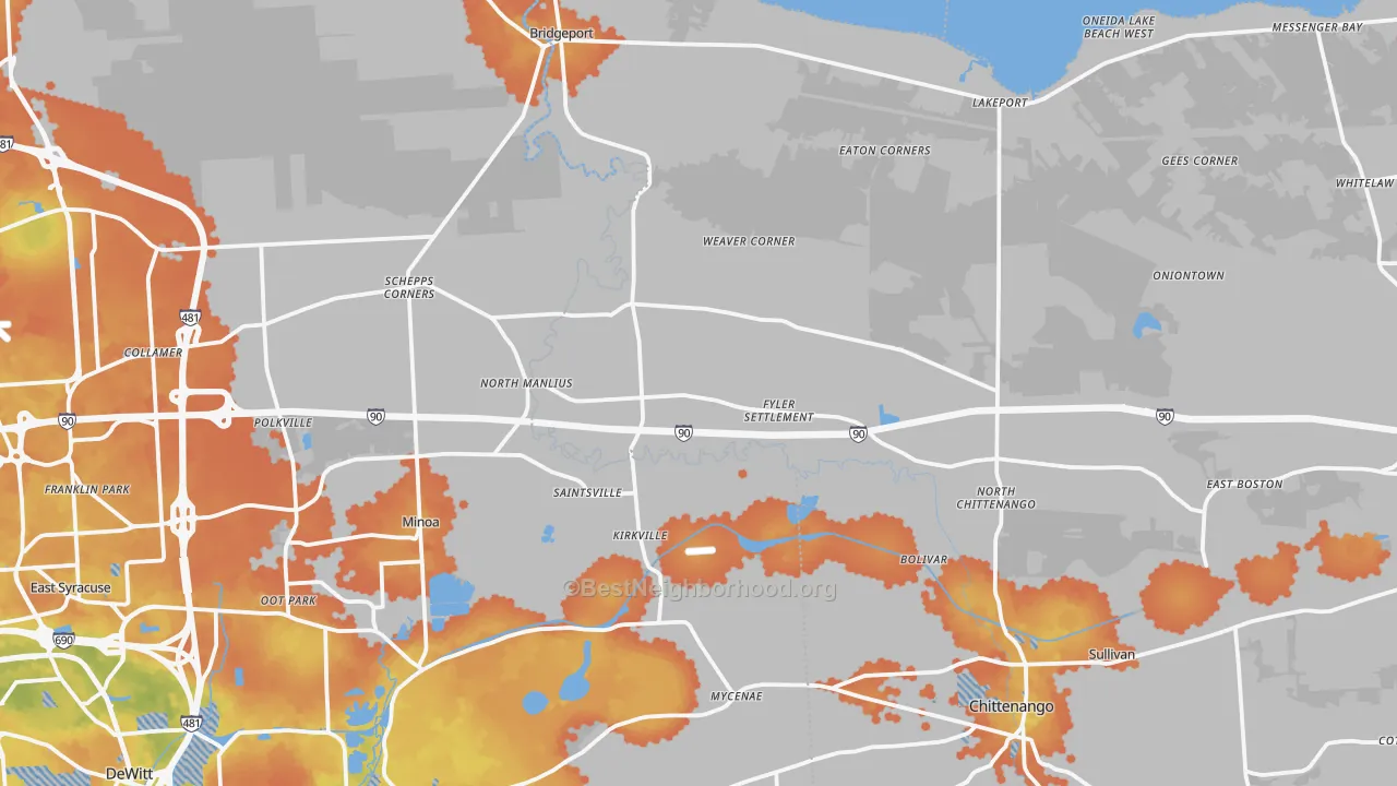 Bike Grade map of Kirkville, NY
