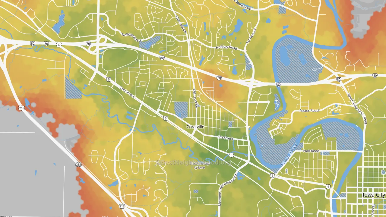 Bike Grade map of Kirkwood, Coralville, IA