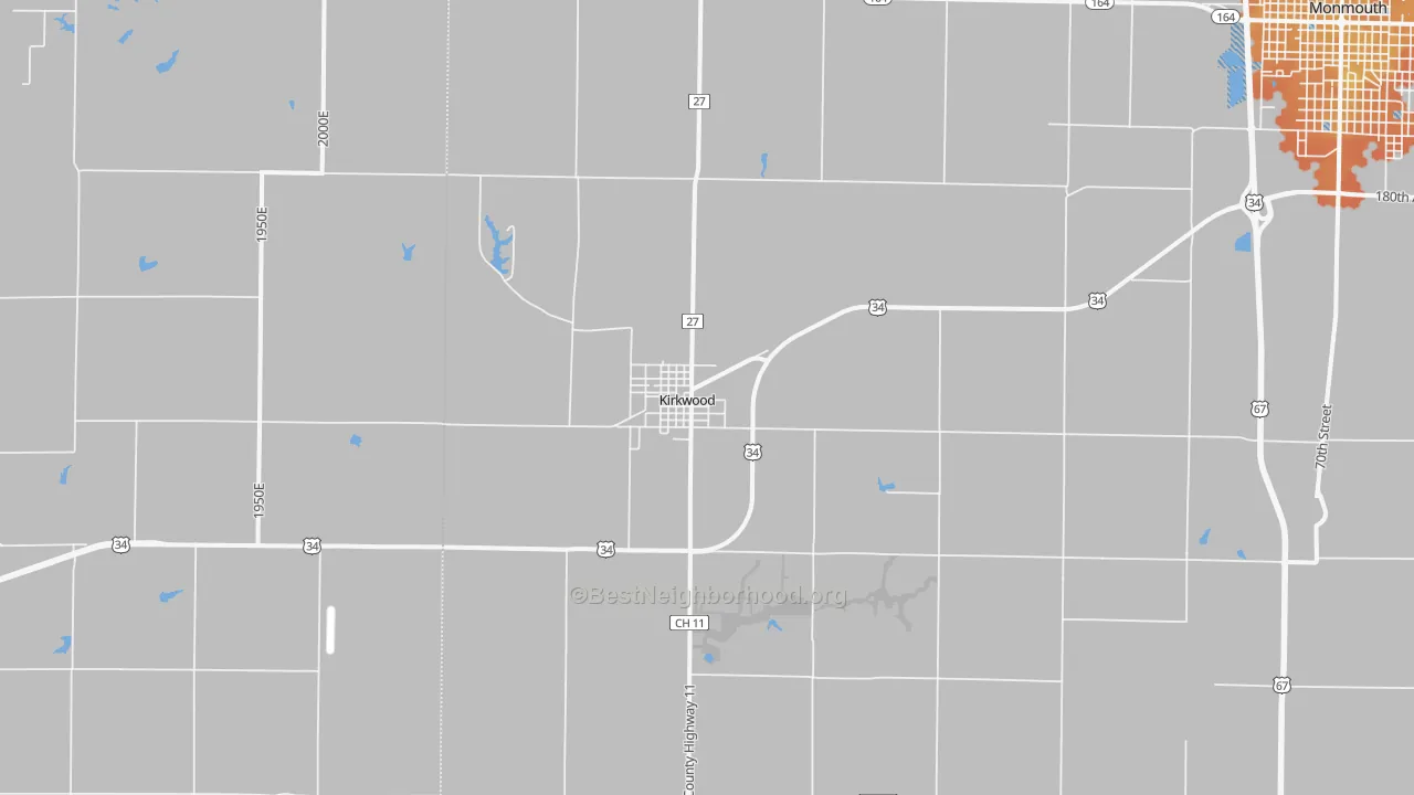 Bike Grade map of Kirkwood, IL