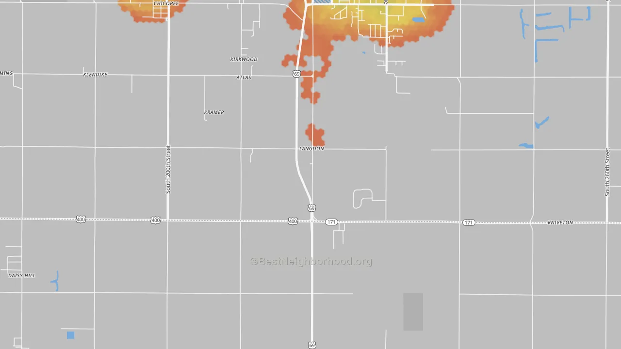Bike Grade map of Kirkwood, KS