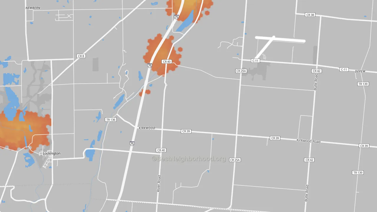 Bike Grade map of Kirkwood, OH