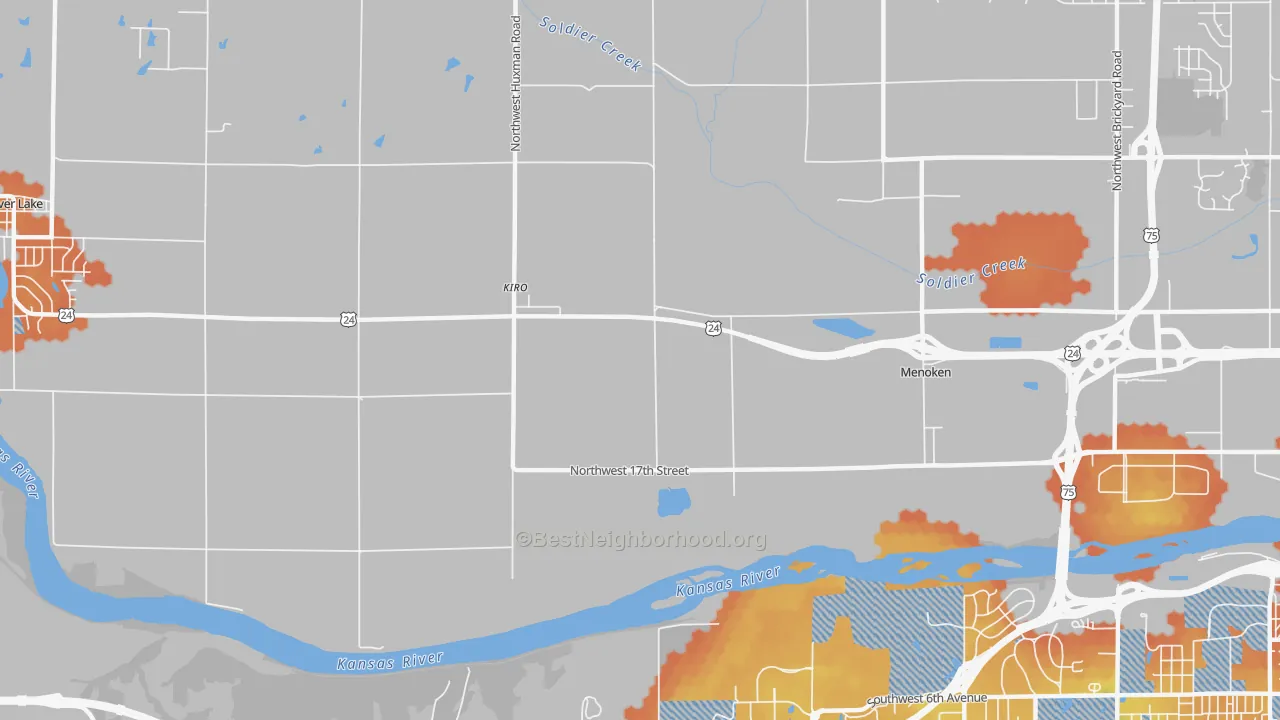 Bike Grade map of Kiro, KS
