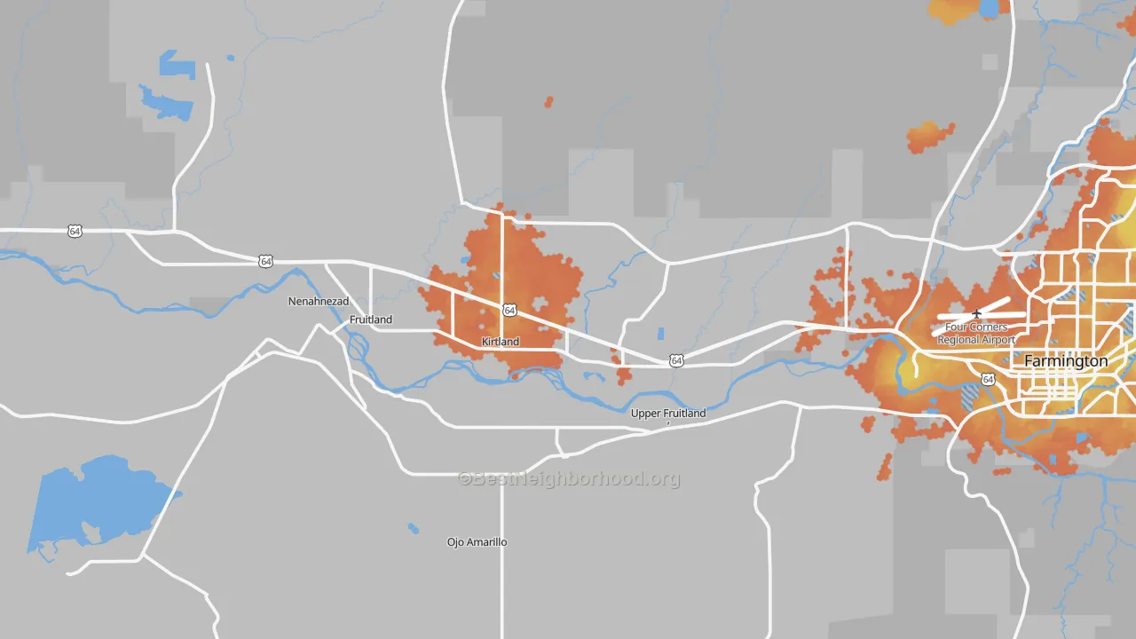 Bike Grade map of Kirtland, NM