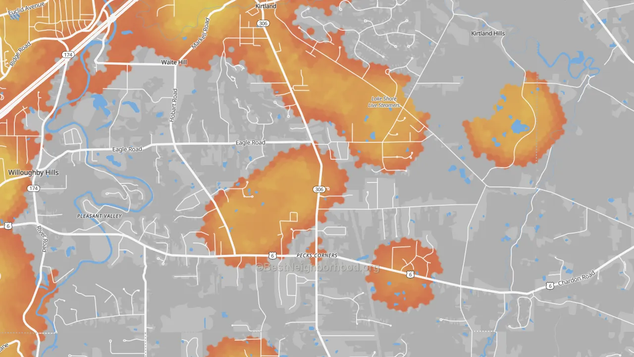 Bike Grade map of Kirtland, OH