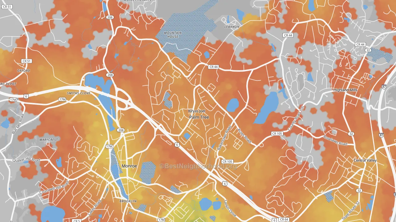 Bike Grade map of Kiryas Joel, NY