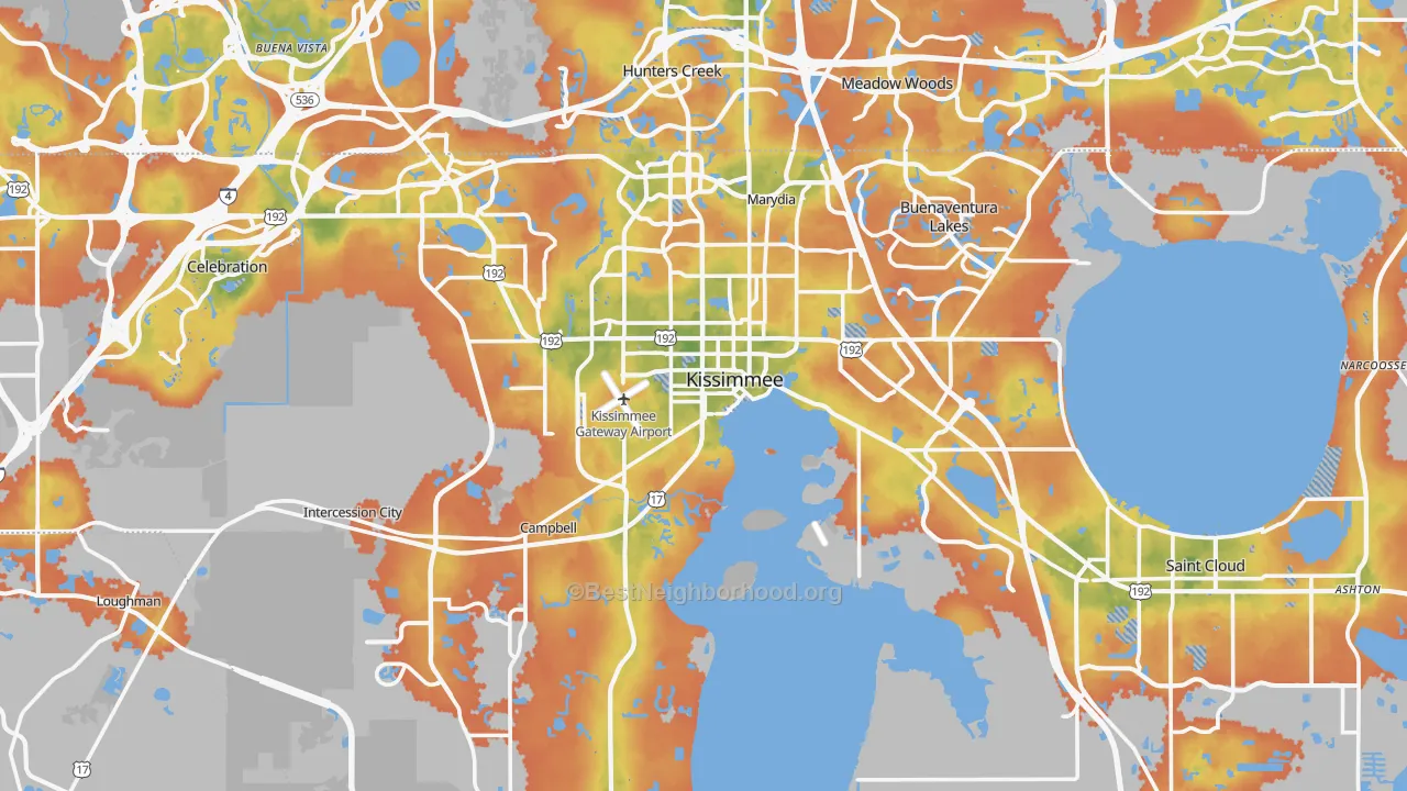 Bike Grade map of Kissimmee, FL