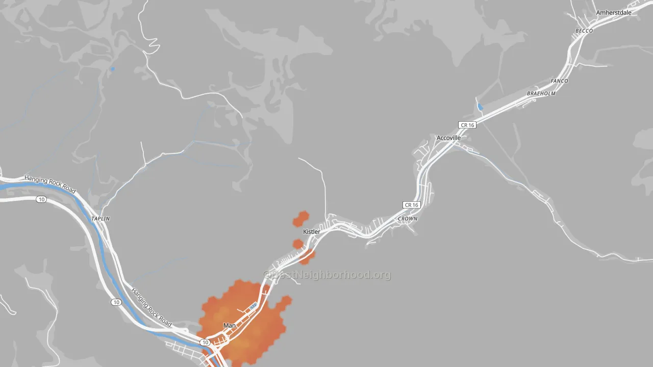 Bike Grade map of Kistler, WV