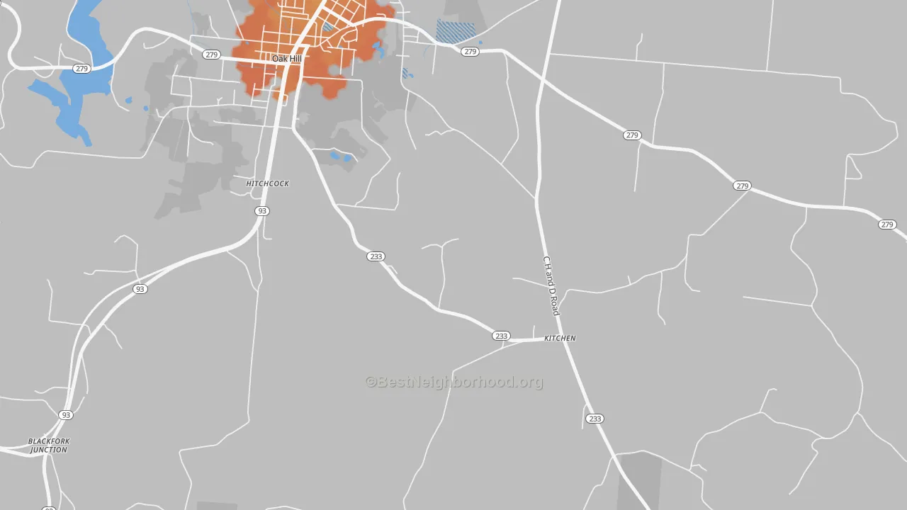 Bike Grade map of Kitchen, OH