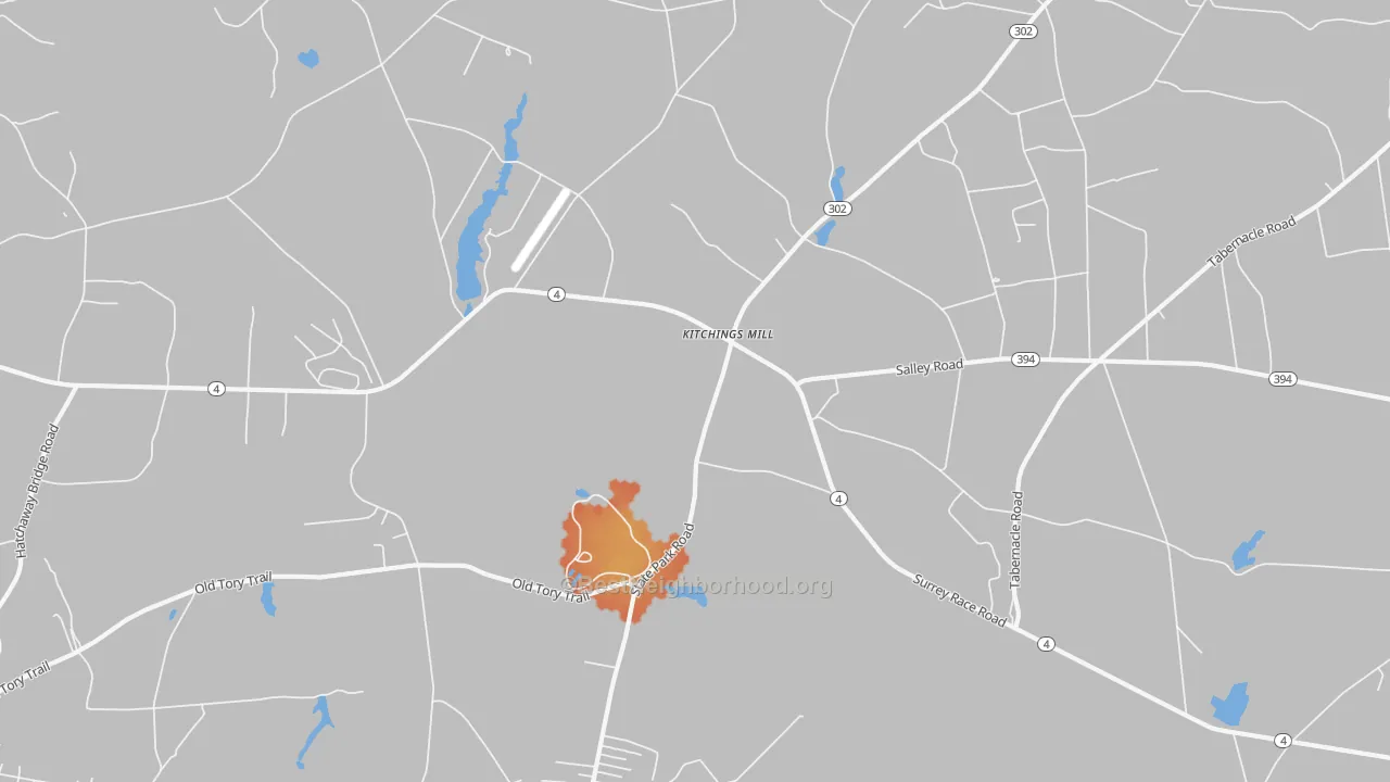 Bike Grade map of Kitchings Mill, SC