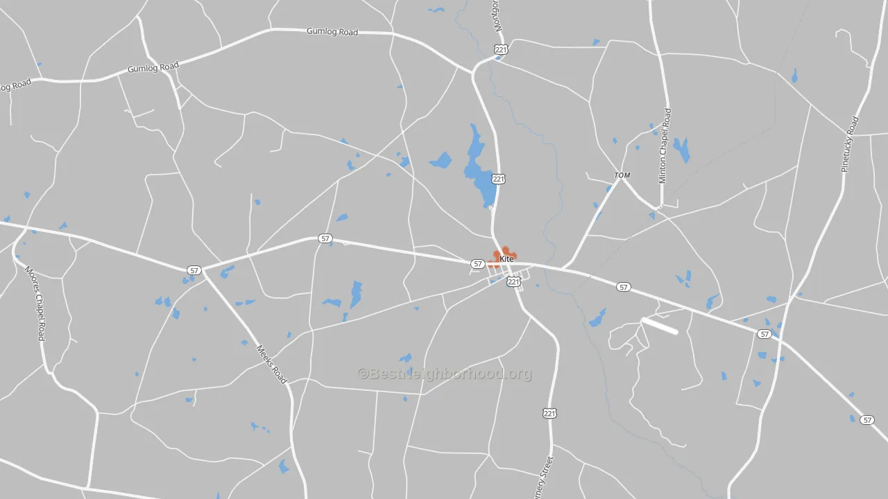 Bike Grade map of Kite, GA