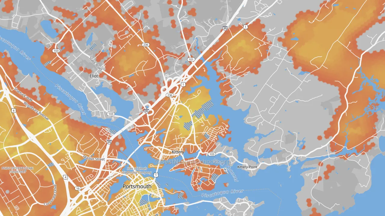 Bike Grade map of Kittery, ME