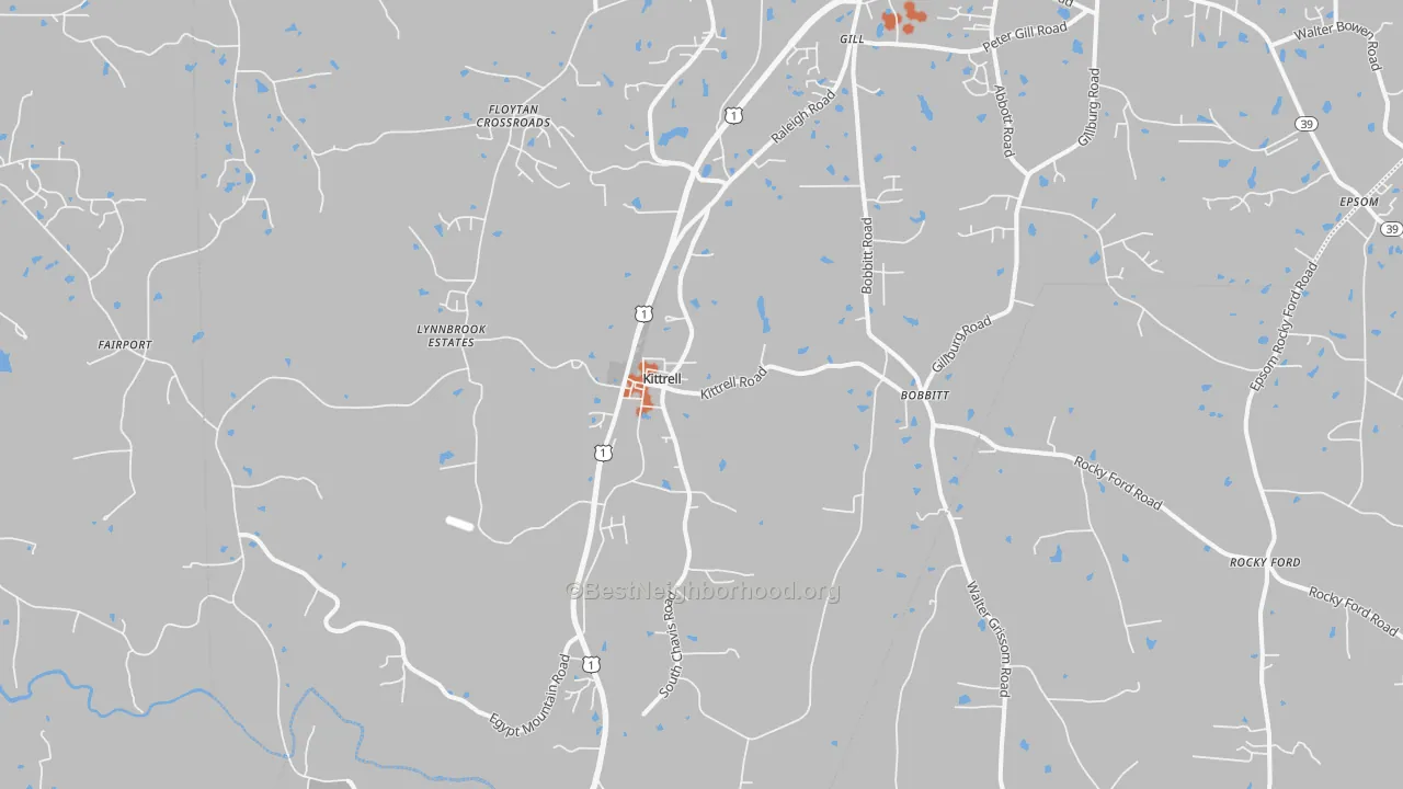 Bike Grade map of Kittrell, NC