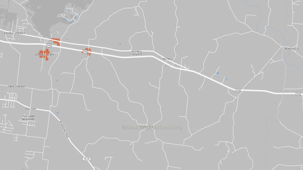 Bike Grade map of Kittrell, TN