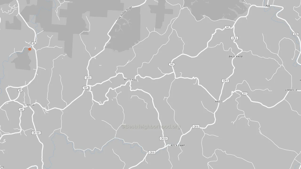 Bike Grade map of Kitts Hill, OH