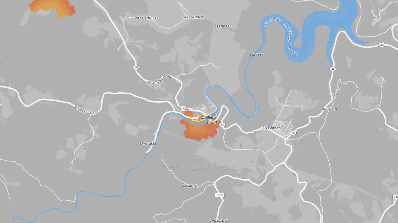Bike Grade map of Kitzmiller, MD