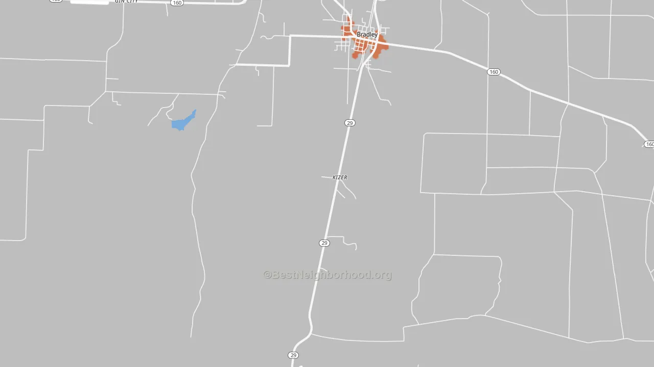 Bike Grade map of Kizer, AR