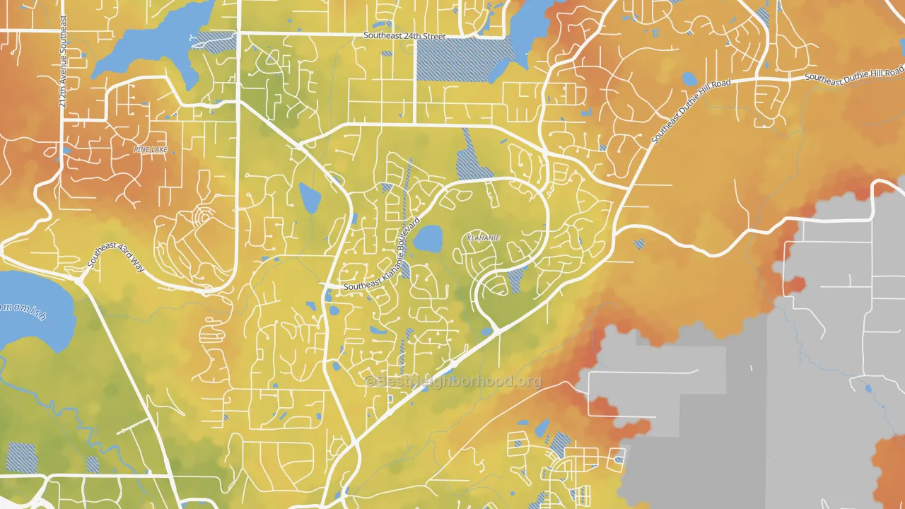 Bike Grade map of Klahanie, WA
