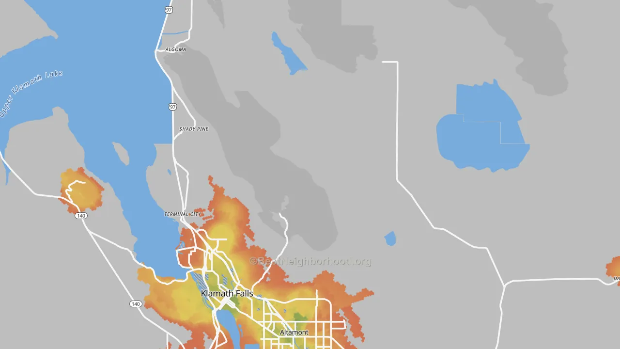 Bike Grade map of Klamath County, OR