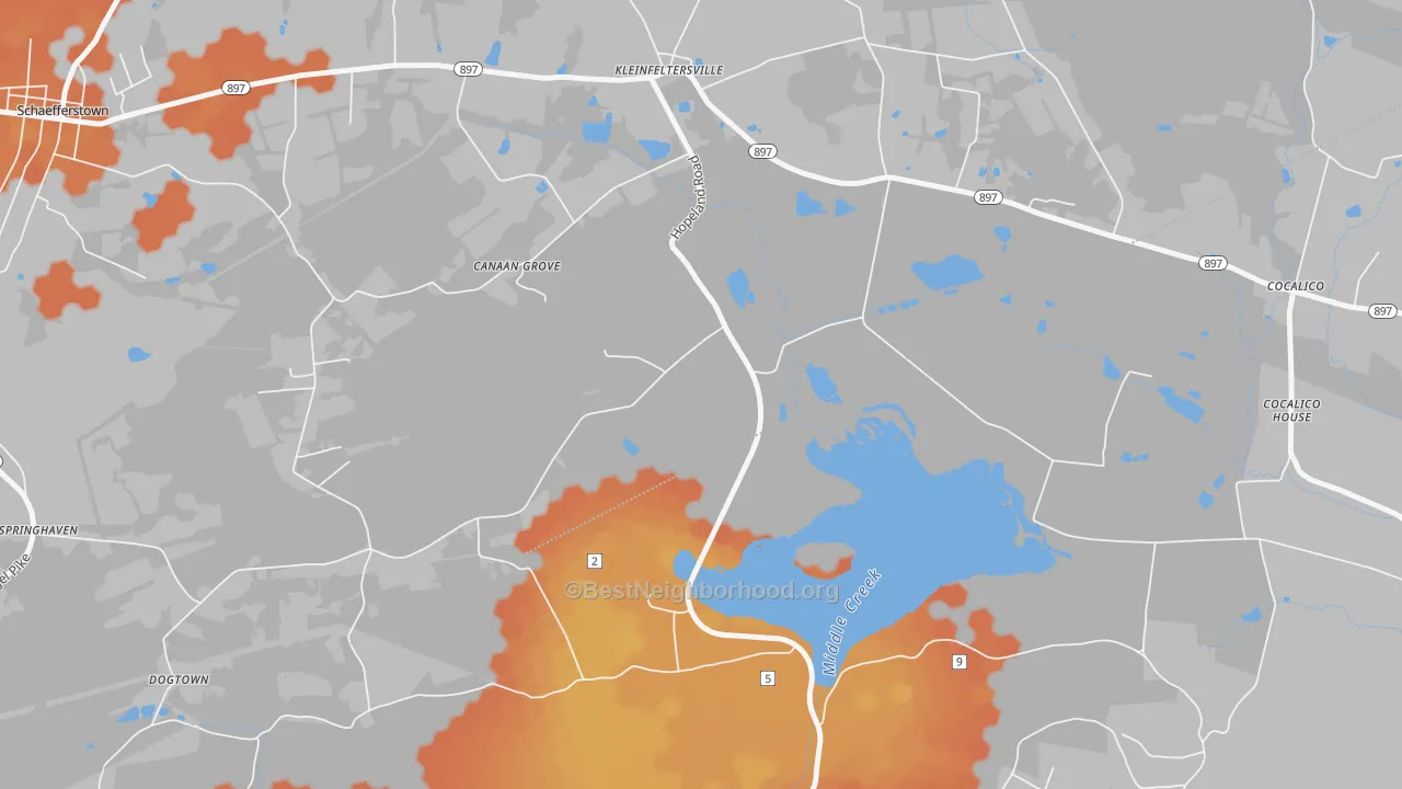 Bike Grade map of Kleinfeltersville, PA