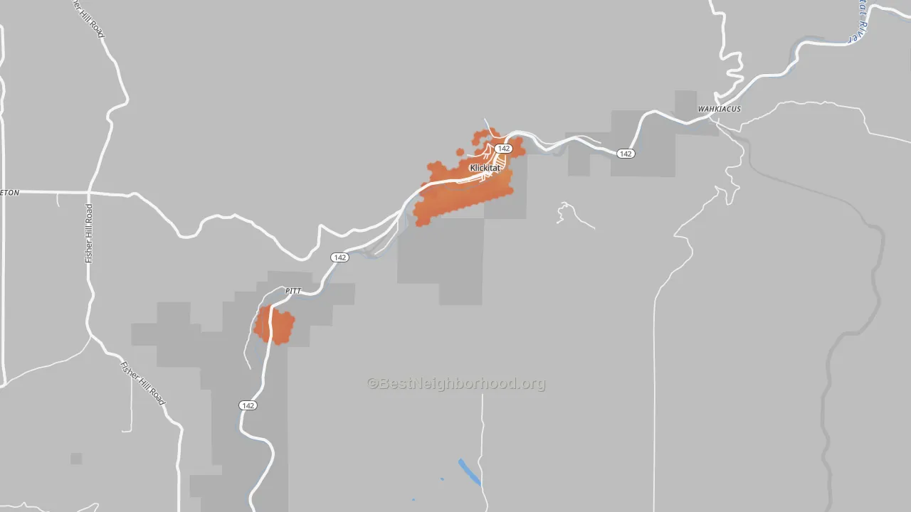 Bike Grade map of Klickitat, WA