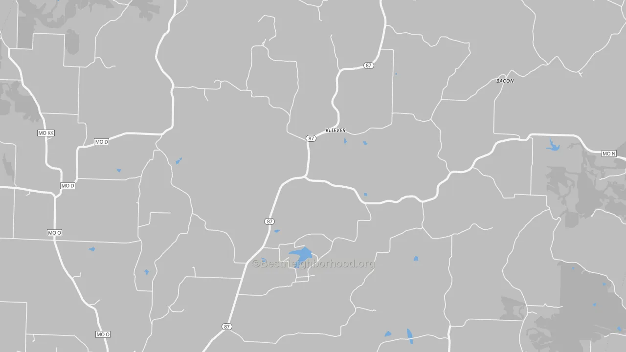 Bike Grade map of Kliever, MO