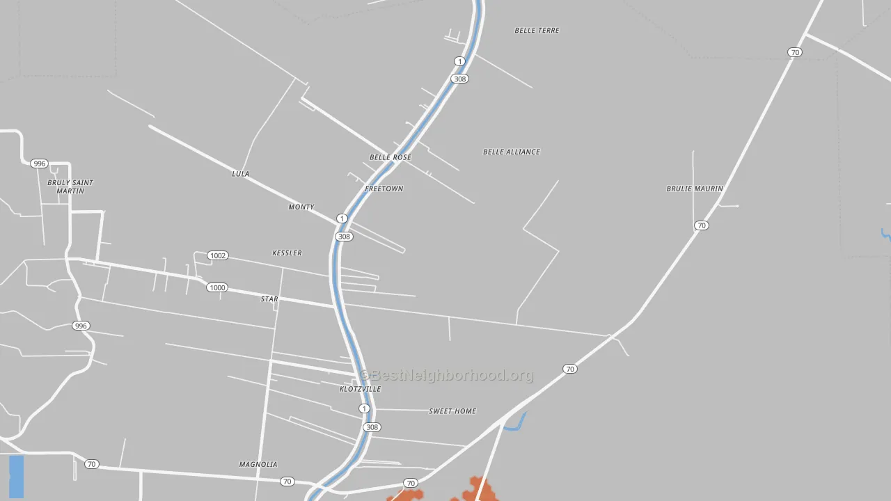 Bike Grade map of Klotzville, LA
