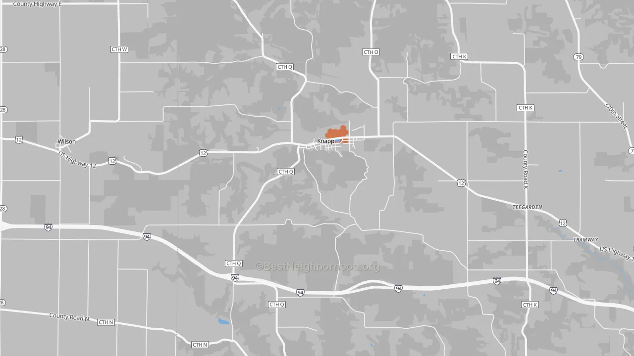 Bike Grade map of Knapp, WI