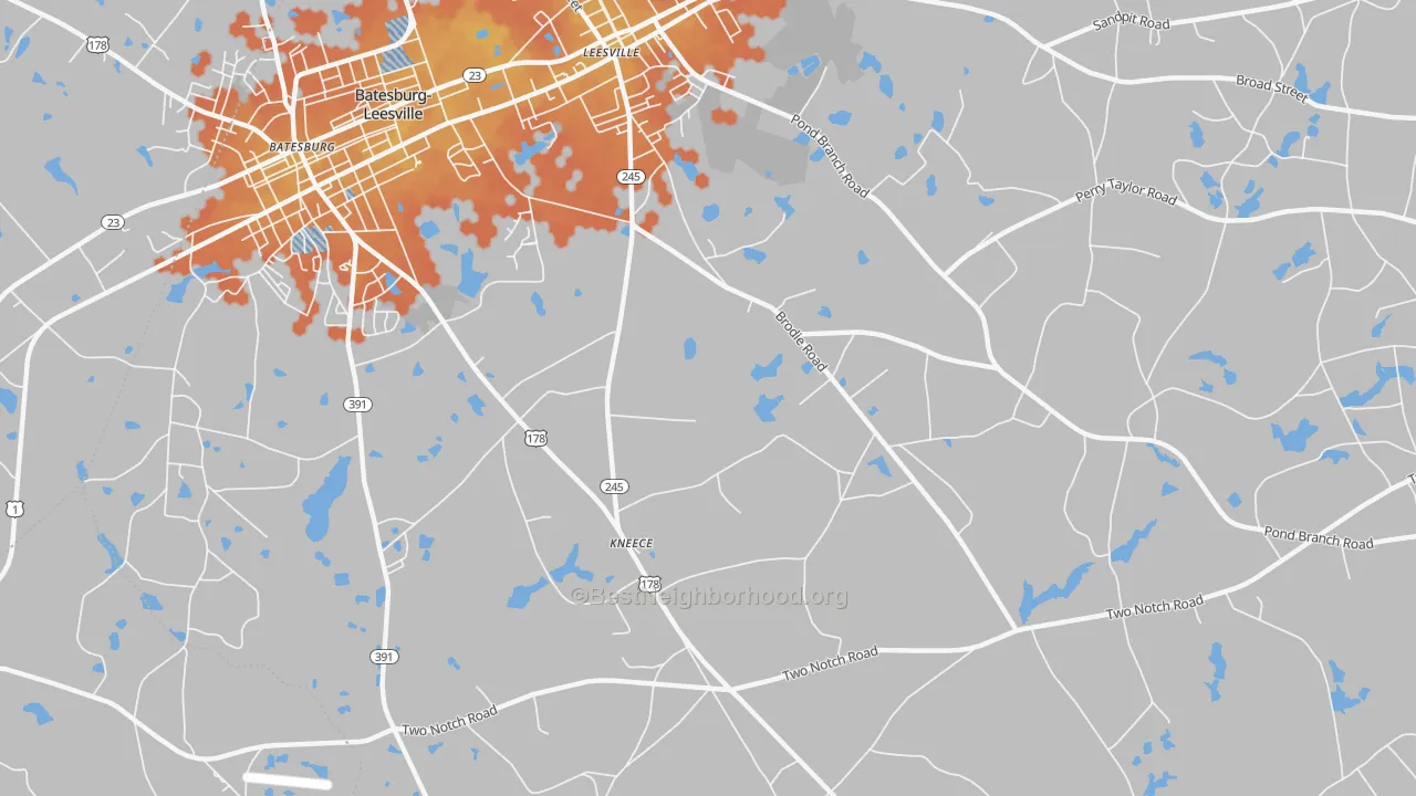 Bike Grade map of Kneece, SC