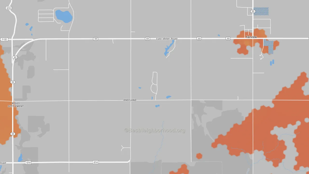 Bike Grade map of Kneeland, MI