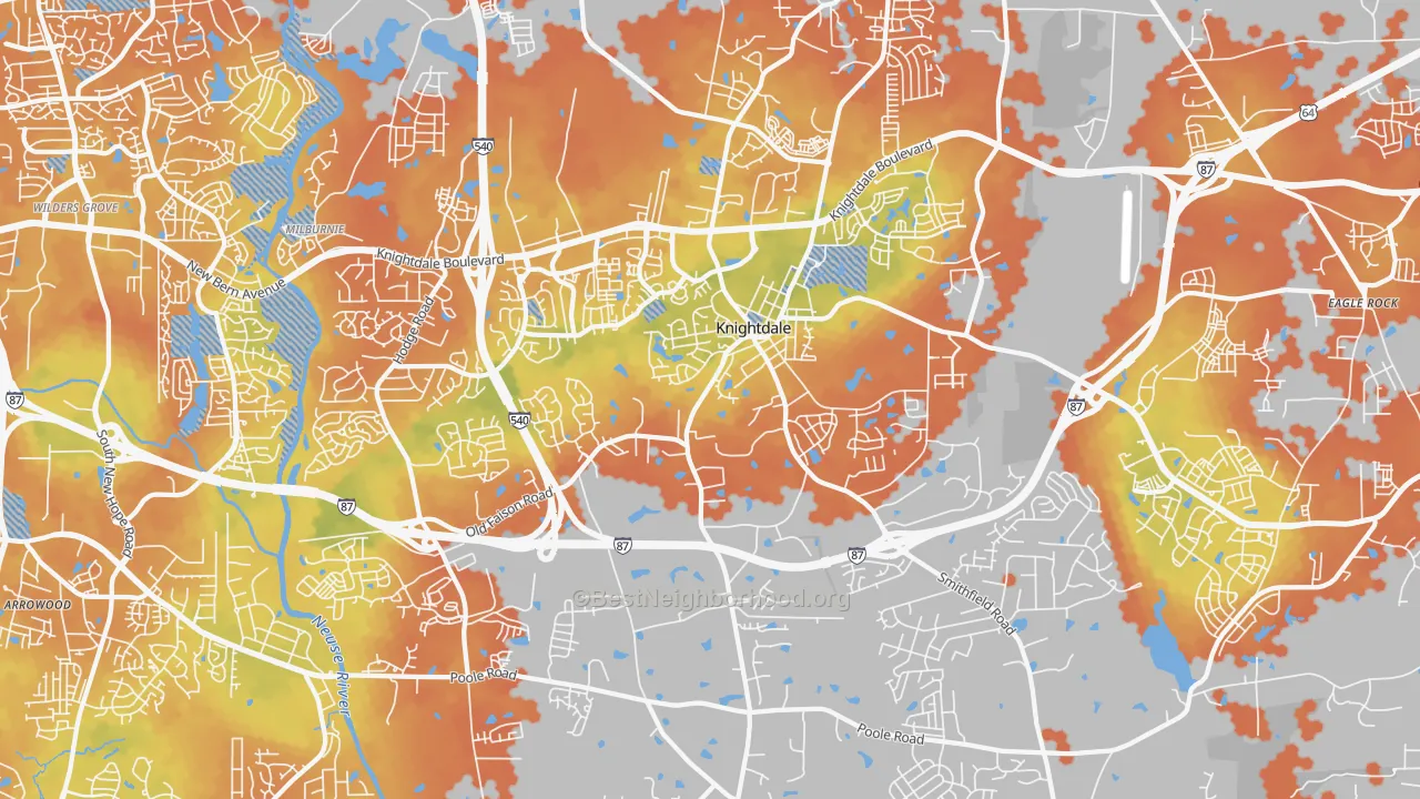 Bike Grade map of Knightdale, NC