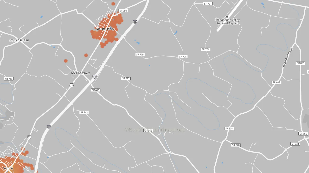 Bike Grade map of Knightly, VA